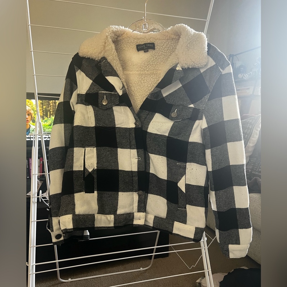 Bling Glamour Love Tree Cozy Cream Sherpa Jacket